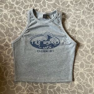 Grey high neck tank